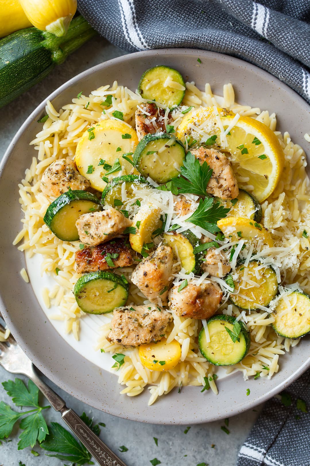 One-Pan Healthy Lemon Parmesan Chicken Skillet Dinner